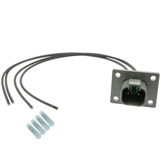 DT04-4P-L012 DEUTSCH DT 4 Way Gray Flanged Receptacle 1' Pigtail (Choose Wire Gauge)