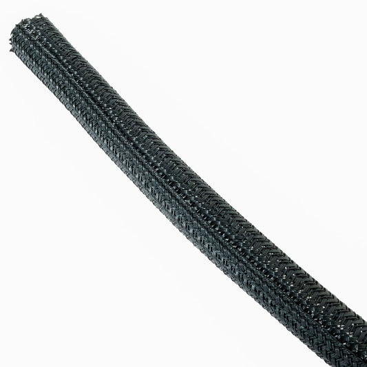 F6N0.38BK - Techflex FLEXO F6 3/8" Black Braided Wrapping Split Loom (Sold by the Foot)