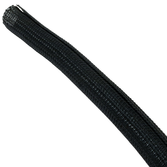 F6N0.75BK - Techflex Flexo F6 3/4" Black Braided Wrapping Split Loom (Sold by the Foot)