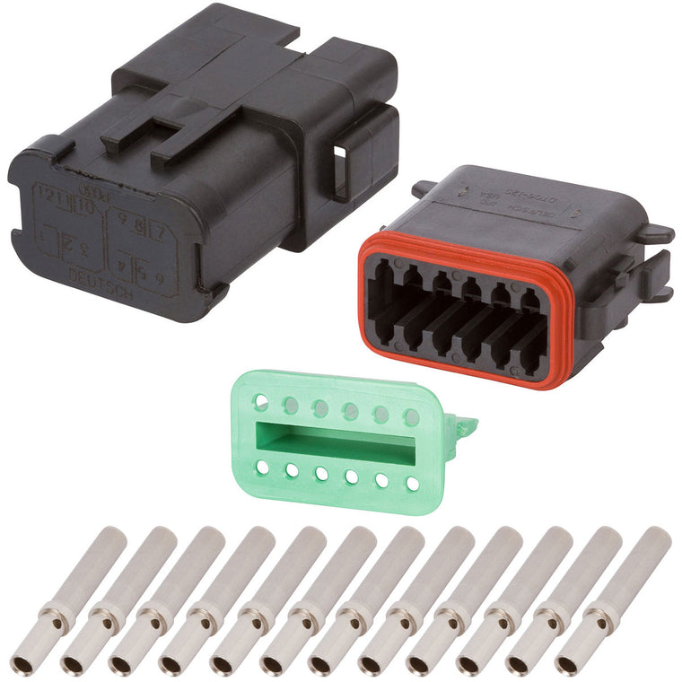 DT04-12PB-P030 DEUTSCH DT 12 Way Black Quadruple (3/3/3/3) Bussed Connector Assembly Kit