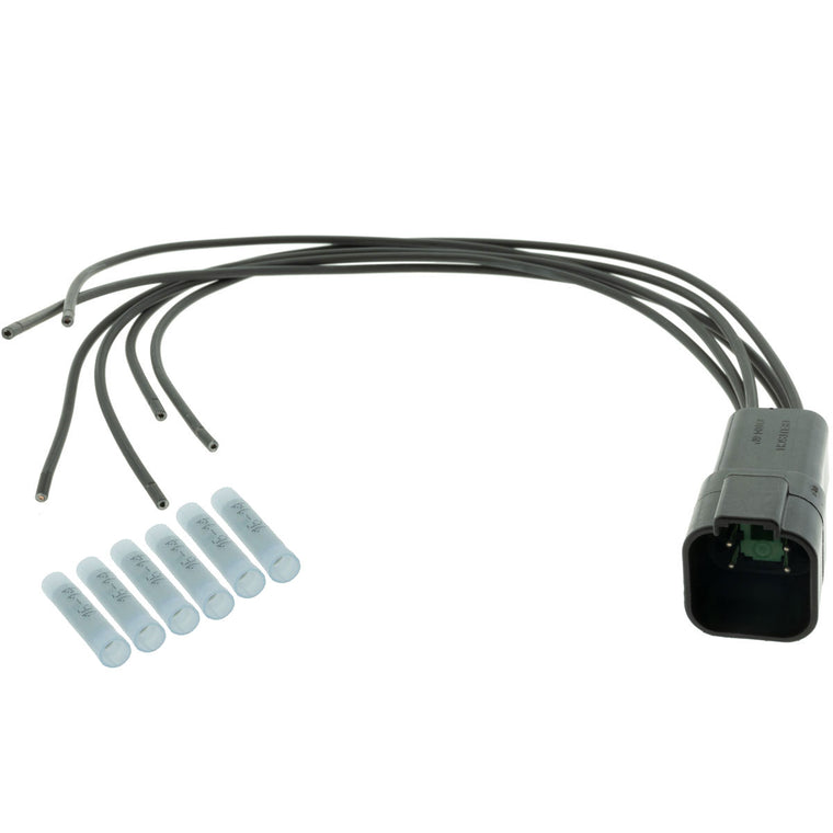 DT04-6P-E004 DEUTSCH DT 6 Way Black Receptacle 1' Pigtail (Choose Wire Gauge)